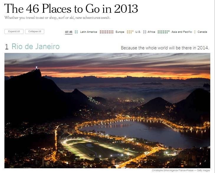 Rio é escolhido o principal destino turístico do ano