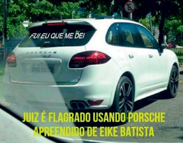 Depois de confiscar os bens do ex-bilionário Eike Batista, o juiz Flávio Roberto de Souza foi flagrado dirigindo o Porsche Cayenne do empresário e afastado Depois de confiscar os bens do ex-bilionário Eike Batista, o juiz Flávio Roberto de Souza foi flagrado dirigindo o Porsche Cayenne do empresário e afastado