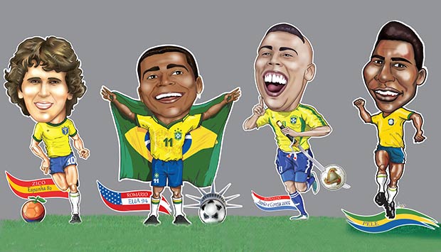 Exposição apresenta caricaturas de jogadores de futebol