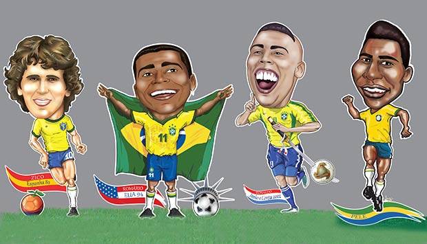 Exposição apresenta caricaturas de jogadores de futebol