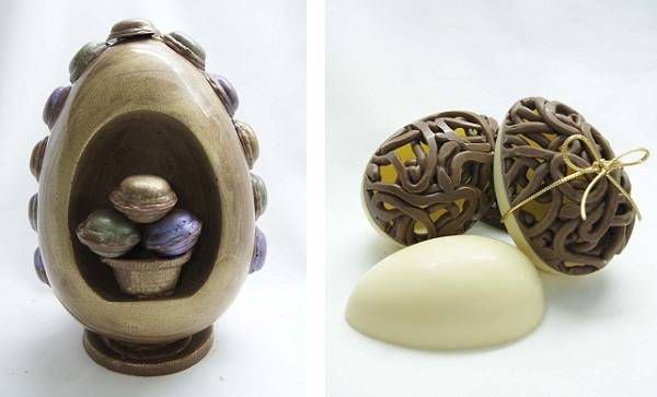 O ovo Sumatra (R$ 200,00 o m&eacute;dio e R$ 300,00 o grande), feito com chocolate belga, gianduia e decorado com macarrons de chocolate, &eacute; um dos destaques da marca junto com o ovo design (R$ 200,00), de chocolate ao leite com bombons de formato diferenciado. O<br>