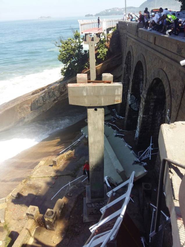 Parte da ciclovia que desabou: em frente ao Castelinho Parte da ciclovia que desabou: em frente ao Castelinho