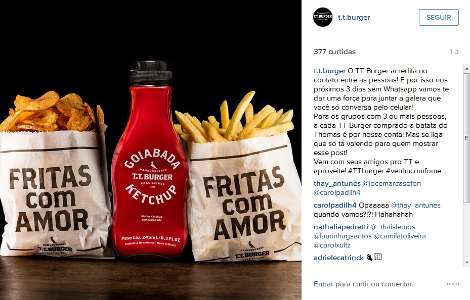 Hamburgueria dá batata frita de graça durante as 72 horas sem Whatsapp