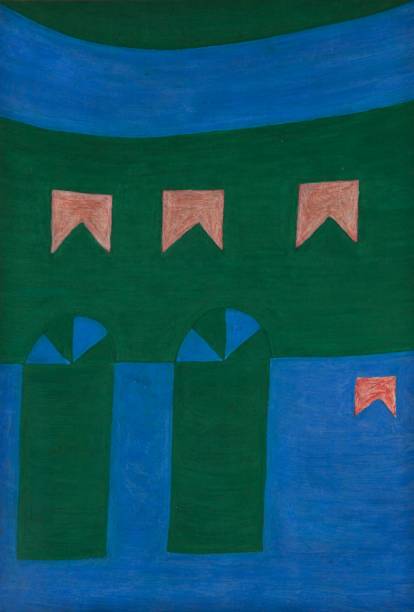 Fachada (década de 60): têmpera sobre cartão colado em madeira, de Alfredo Volpi Fachada (década de 60): têmpera sobre cartão colado em madeira, de Alfredo Volpi