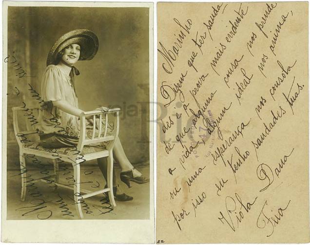 Foto com dedicatória a Mário Cunha, namorado de Carmen na década de 1930 Foto com dedicatória a Mário Cunha, namorado de Carmen na década de 1930