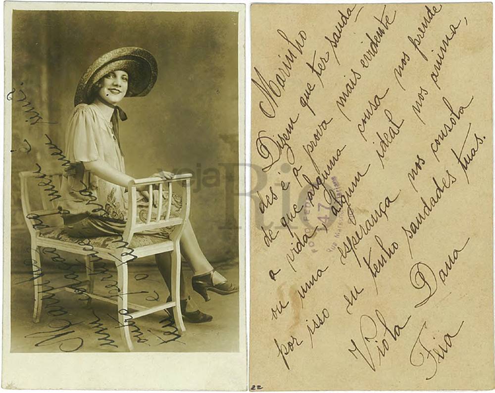Foto com dedicatória a Mário Cunha, namorado de Carmen na década de 1930 Foto com dedicatória a Mário Cunha, namorado de Carmen na década de 1930