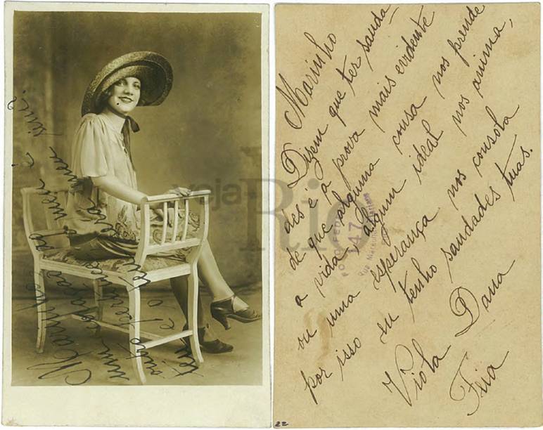 Foto com dedicatória a Mário Cunha, namorado de Carmen na década de 1930 Foto com dedicatória a Mário Cunha, namorado de Carmen na década de 1930