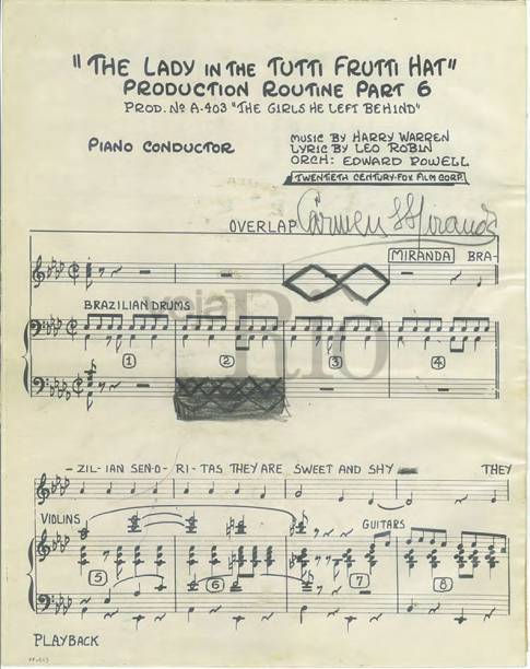 Partitura original The Lady in The Tutti Frutti Hat do filme Entre a Loura e a Morena (1943) Partitura original The Lady in The Tutti Frutti Hat do filme Entre a Loura e a Morena (1943)