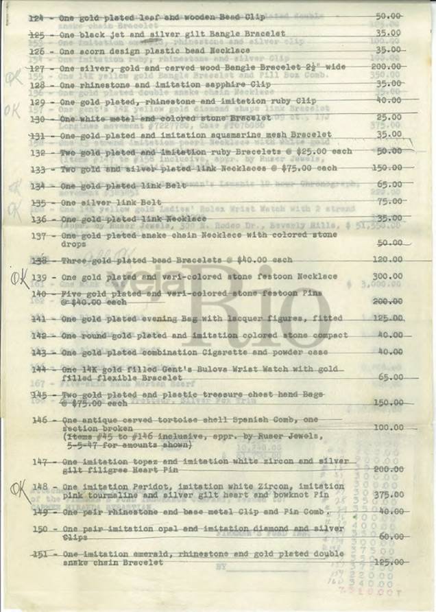 Apólice de seguro de jóias, roupas e bijuterias de Carmen, avaliados de 116.790 mil dólares em 1953 Apólice de seguro de jóias, roupas e bijuterias de Carmen, avaliados de 116.790 mil dólares em 1953