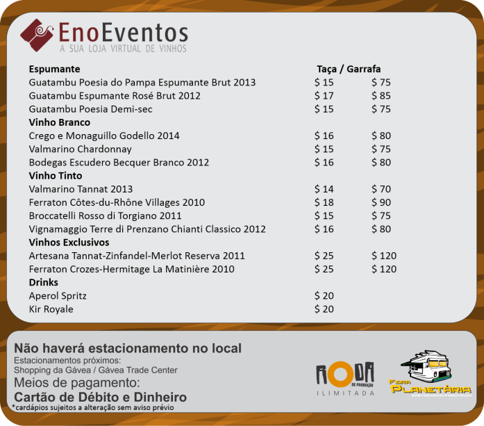 Cardápios enoeventos julho