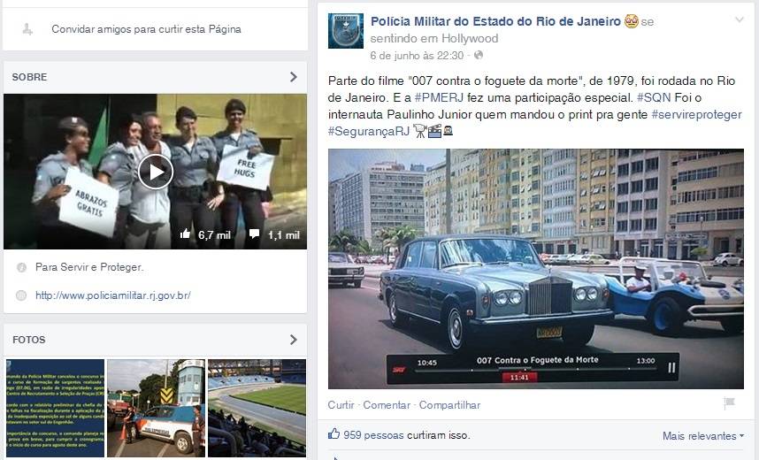 PM do Rio cria Facebook “fofo” e evita violência