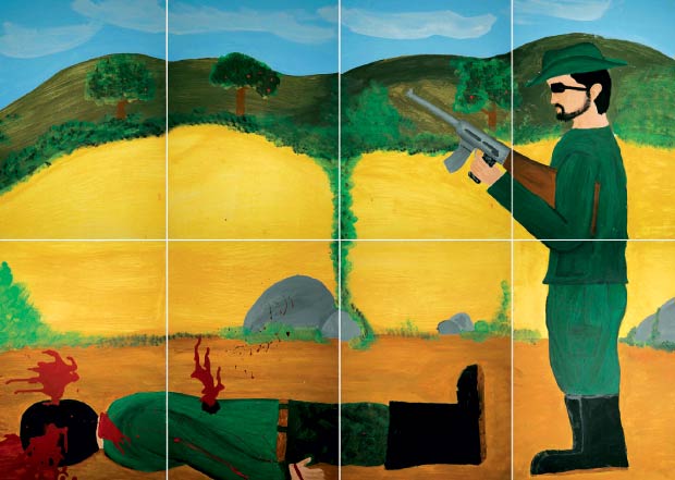 Testemunhos com tinta e pincel