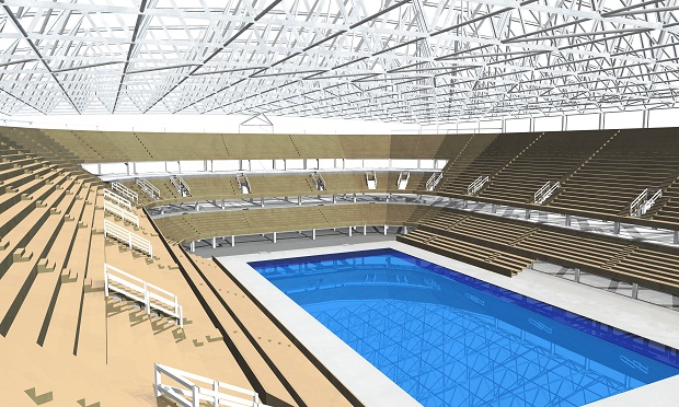 Vis&atilde;o interna do centro de esportes aqu&aacute;ticos.<br>