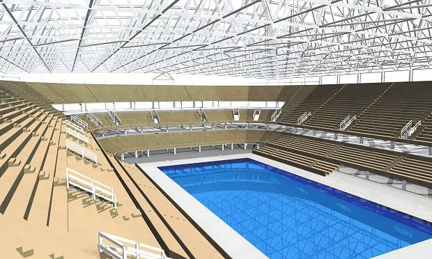 Vis&atilde;o interna do centro de esportes aqu&aacute;ticos.<br>