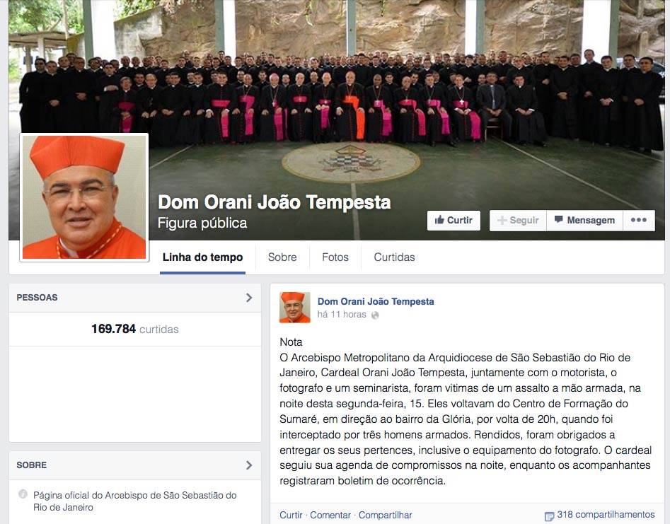 Dom Orani Tempesta sofre assalto à mão armada