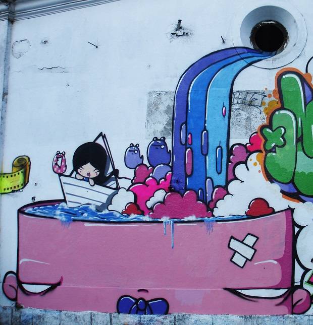 Ilustra&ccedil;&atilde;o de Toz em um muro do Jardim Bot&acirc;nico.<br>