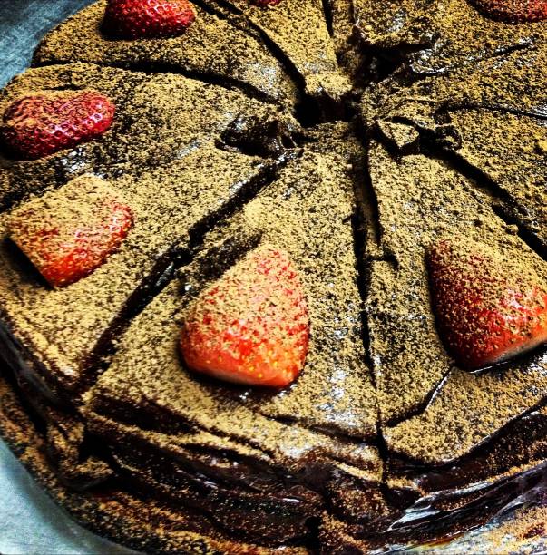 Torta de morango com Cacau na BioCarioca Torta de morango com Cacau na BioCarioca