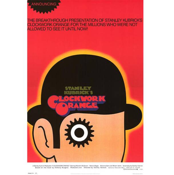 Ainda para os cin&eacute;filos, p&ocirc;ster do filme Laranja Mec&acirc;nics<br>