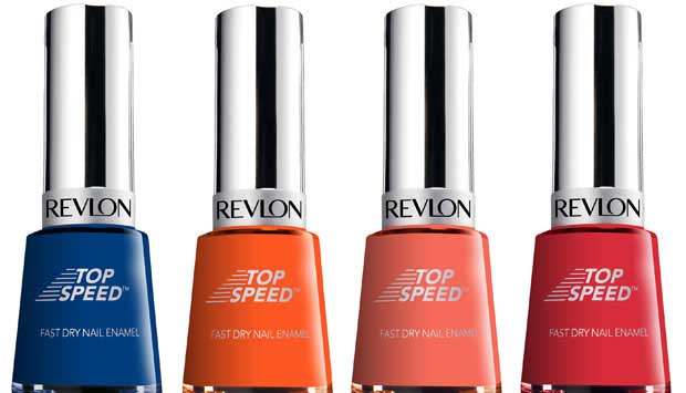 Top Speed é o novo esmalte de secagem rápida da marca Revlon. O efeito acontece em apenas 60 segundos! É livre de tolueno e formaldeído e sua formulação suave evita o amarelamento das unhas. Os esmaltes estão disponíveis em 12 cores. Cada um custa R$ 19,9<br> Top Speed é o novo esmalte de secagem rápida da marca Revlon. O efeito acontece em apenas 60 segundos! É livre de tolueno e formaldeído e sua formulação suave evita o amarelamento das unhas. Os esmaltes estão disponíveis em 12 cores. Cada um custa R$ 19,9<br>
