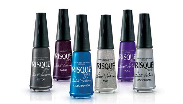 A top brasileira Isabeli Fontana escolheu ela mesma as cores da sua primeira coleção de esmalte em parceria com a Risqué. A linha tem as cores Azulcrination (azul royal), Isabeli (preto berinjela), Psico (roxo), Rock n Roll (prata), Star (glitter furtaco<br> A top brasileira Isabeli Fontana escolheu ela mesma as cores da sua primeira coleção de esmalte em parceria com a Risqué. A linha tem as cores Azulcrination (azul royal), Isabeli (preto berinjela), Psico (roxo), Rock n Roll (prata), Star (glitter furtaco<br>