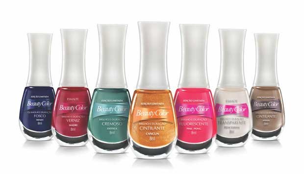 A marca de cosméticos Beauty Color tem uma gama variada de cores para os seus esmaltes de inverno, incluindo verdes e azuis. Os produtos têm base fortalecedora com óleo de girassol e vitamina E, entre outros componentes. Preço sugerido: R$ 2,09* cada<br>*Pr<br> A marca de cosméticos Beauty Color tem uma gama variada de cores para os seus esmaltes de inverno, incluindo verdes e azuis. Os produtos têm base fortalecedora com óleo de girassol e vitamina E, entre outros componentes. Preço sugerido: R$ 2,09* cada<br>*Pr<br>