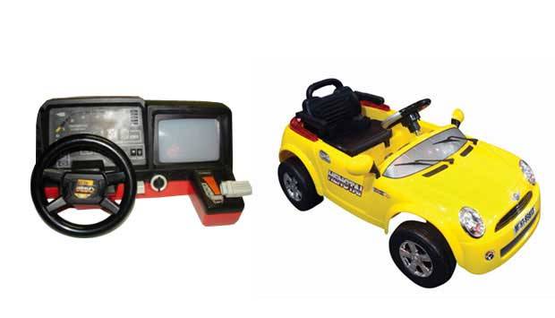 O videogame com dire&ccedil;&atilde;o e marchas permitia aos meninos dos anos 80 brincar de motorista sem sair do lugar. Hoje, a brincadeira &eacute; mais realista. Existem carros como o Super Car, el&eacute;trico que tem r&eacute;, dire&ccedil;&atilde;o, buzina, seta e cinto de seguran&ccedil;a. Ele custa R$<br>
