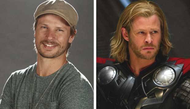 A semelhan&ccedil;a entre o gal&atilde; global e o int&eacute;rprete de Thor chegou a confundir at&eacute; os filhos de Hilbert. Os g&ecirc;meos pensaram que era o pai na pele do deus do trov&atilde;o...<br>