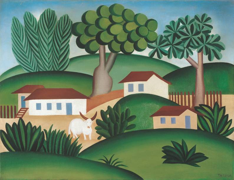 Paisagem com Touro (1925), de Tarsila do Amaral: obras de mulheres dominam exposição