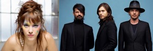 Zaz, estrela francesa da nouvelle chanson, e a banda 30 Seconds to Mars, de Jared Leto (centro): a caminho