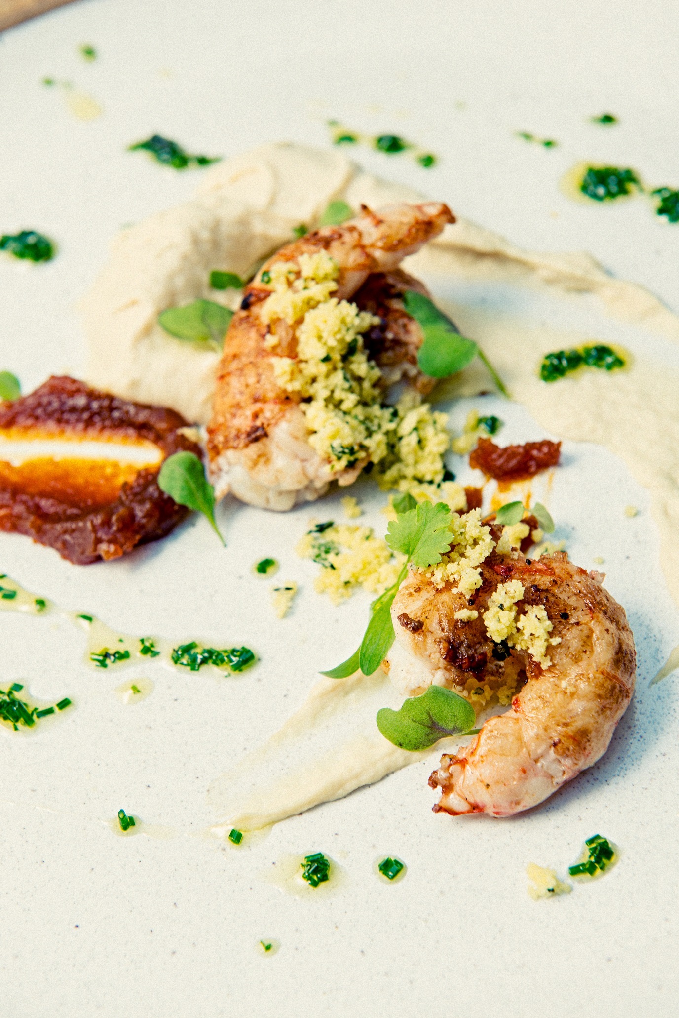 Puro; lagostim com pur&ecirc; de palmito