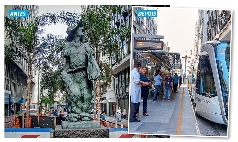 Monumentos públicos desaparecem das ruas após obras no Centro