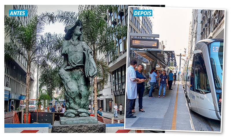 Monumentos públicos desaparecem das ruas após obras no Centro