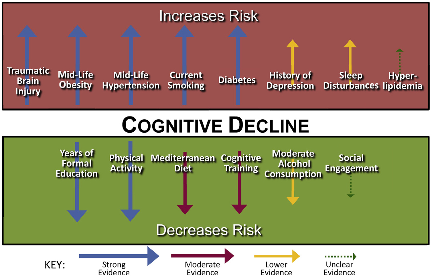 Summary of the evidence on modifiable risk factors for cognitive