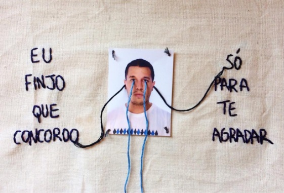 Artista customiza com bordado imagens encontradas em feiras