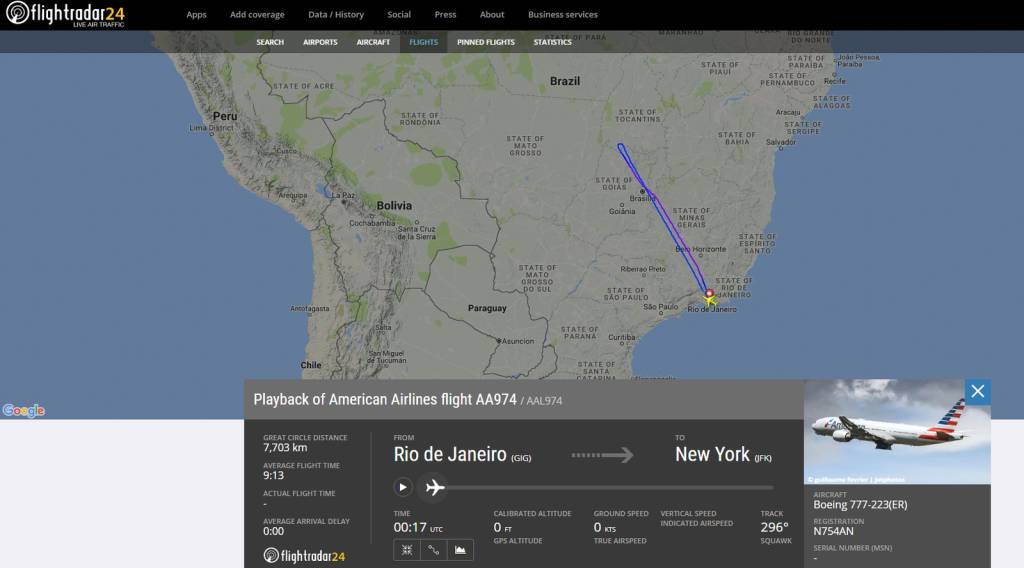 Avião da AA que ia para Nova York retorna ao Rio após falha
