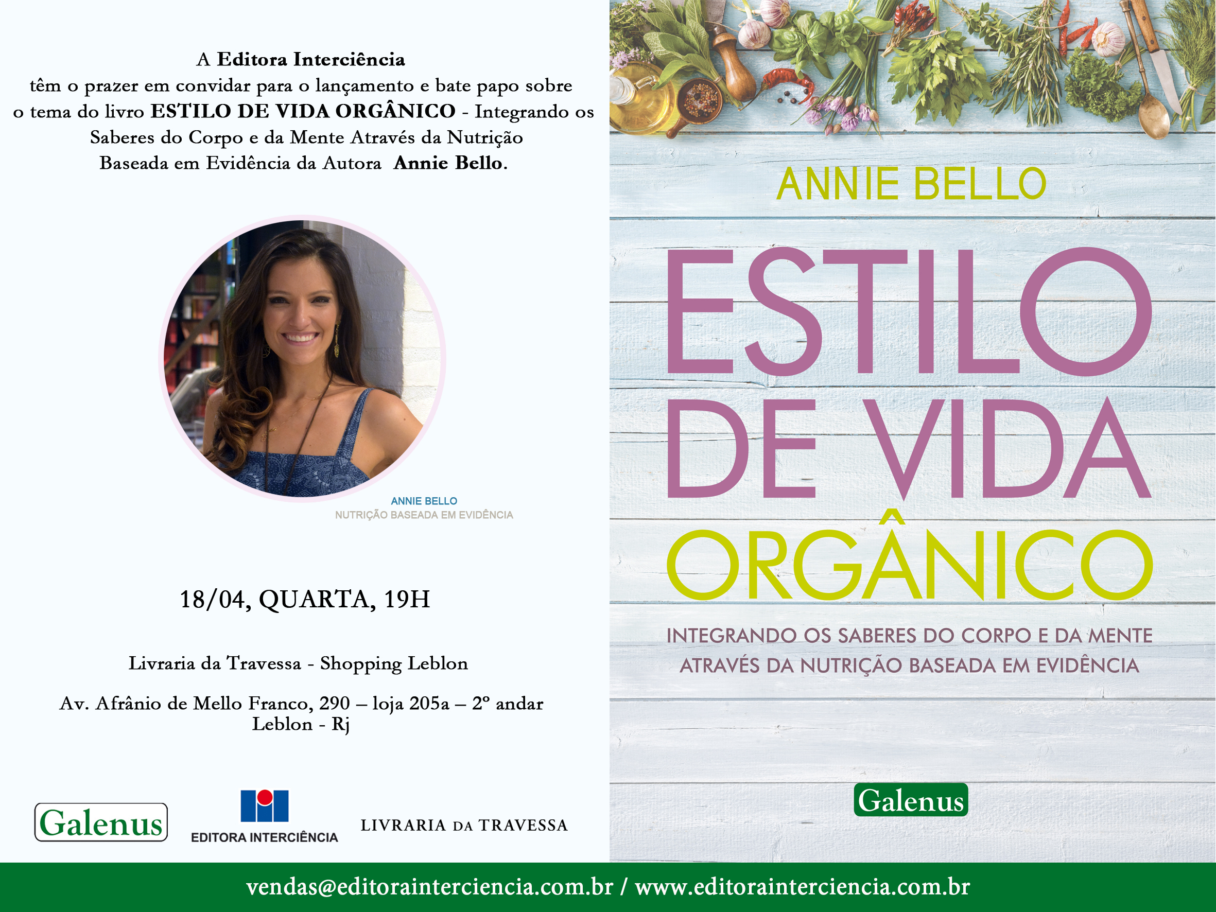 Livraria Travessa recebe lançamento de livro sobre nutrição