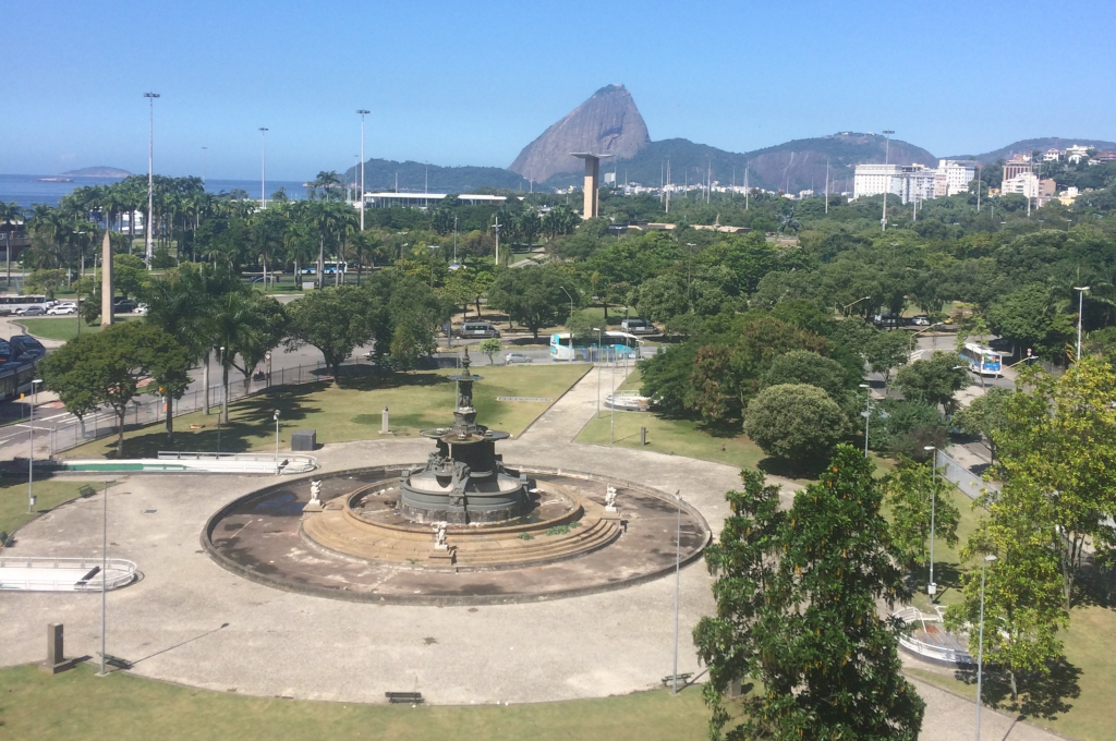 A Praça Mahatma Ghandi, vista do Edifício Odeon, em maio de 2021