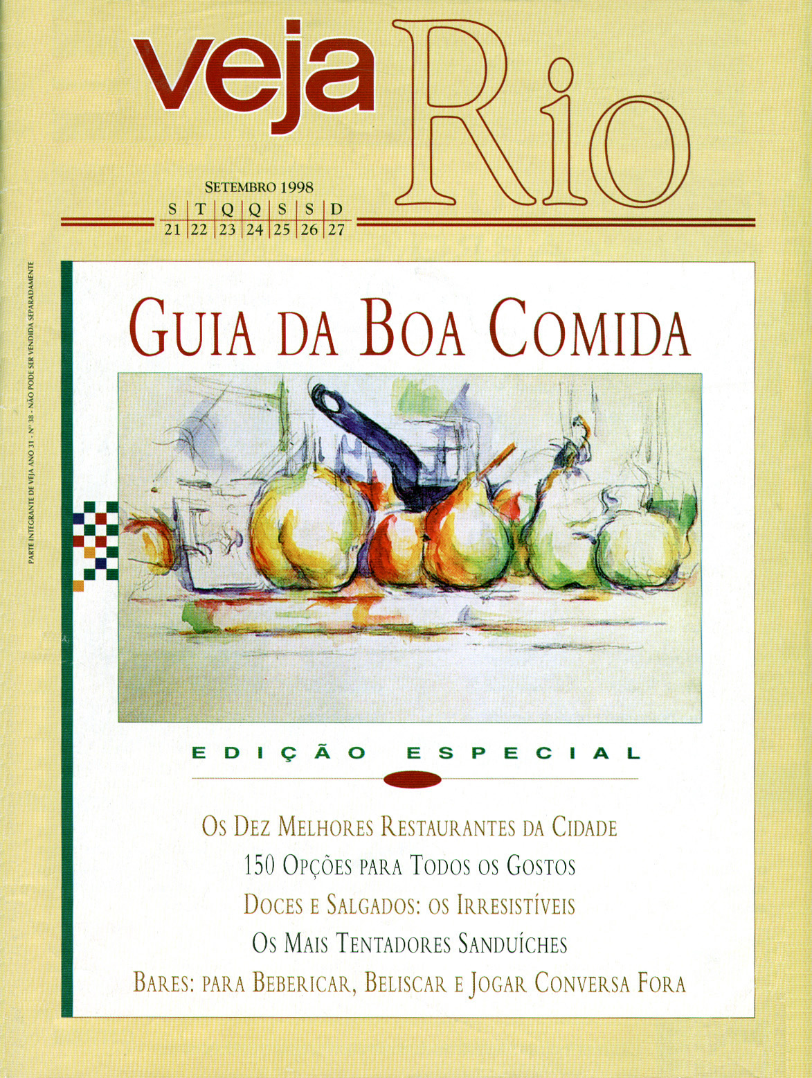 Capa da revista Veja Rio Especial Guia da Boa Comida, de 23 de setembro de 1998.