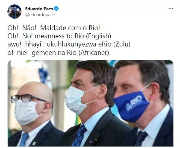 Sem perder a piada: Paes ironiza retirada de indicação de Crivella à embaixada