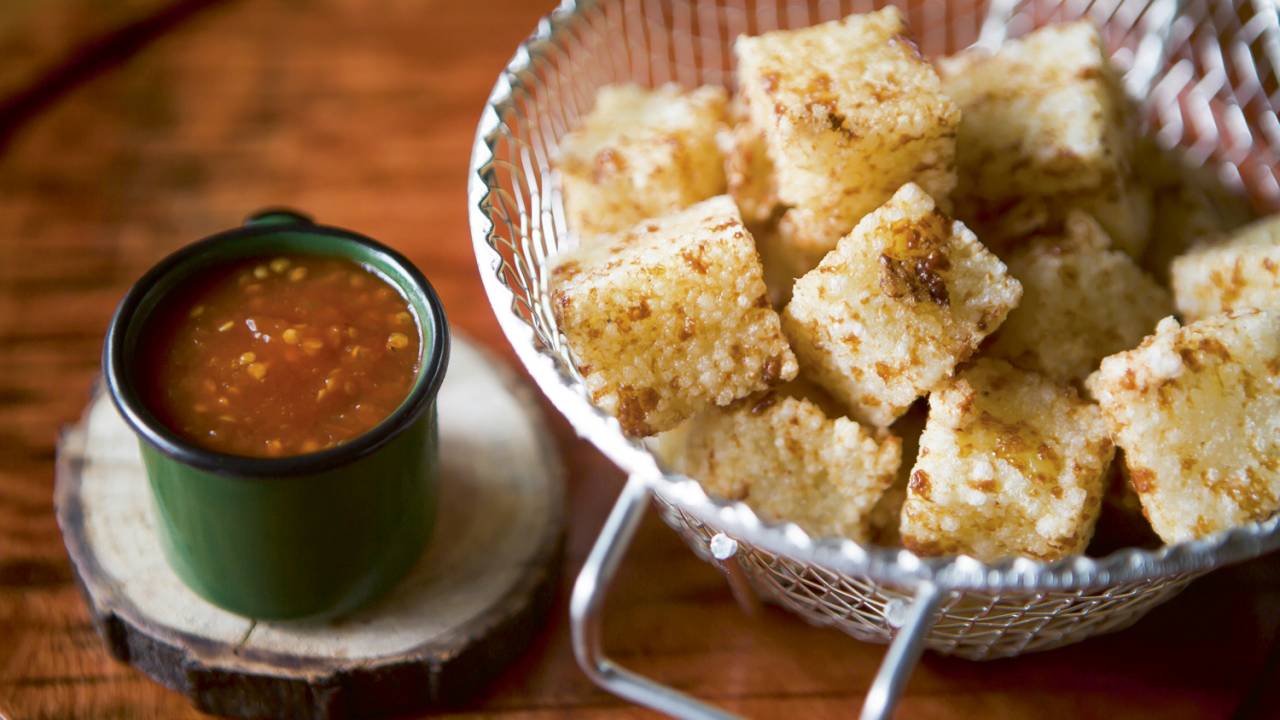 Dadinho de tapioca com queijo de coalho e geleia de pimenta: R$ 31,90