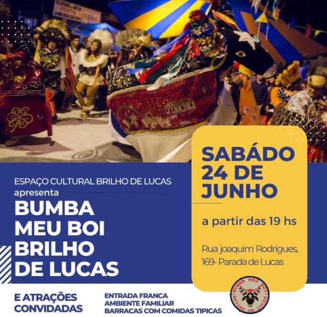 Cartaz de divulgação da festa do Bumba Meu Boi em Parada de Lucas.