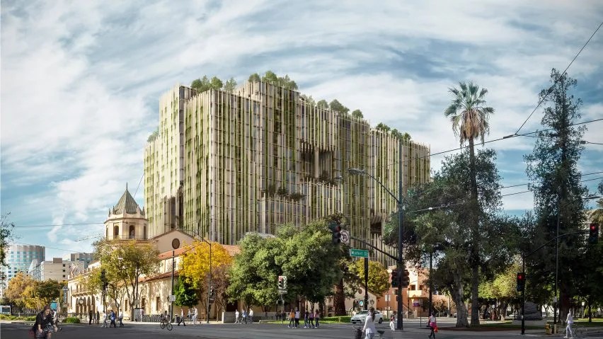 Kengo Kuma projeta edifício coberto de plantas no Vale do Silício