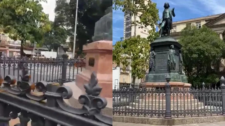 Dias após restauro de monumento, 50 lanças de ferro são roubadas de novo