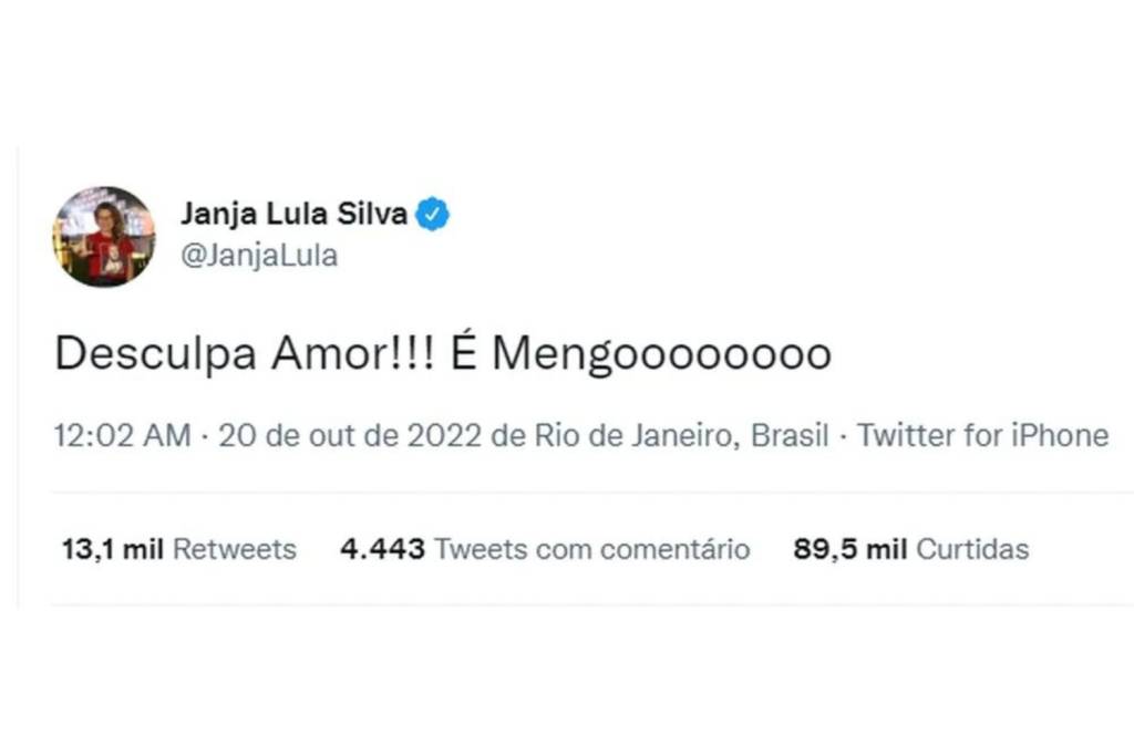 “Desculpa, amor”: Janja tira onda com Lula após vitória do Flamengo