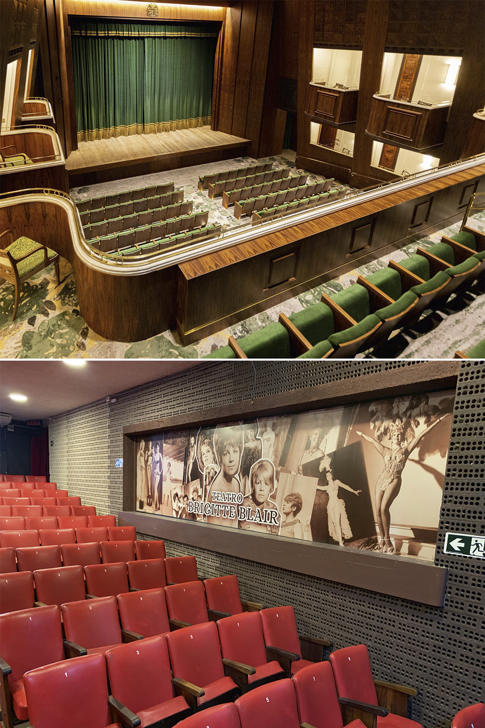 Os teatros Copacabana Palace (acima) e Brigitte Blair (abaixo): palcos reabertos -