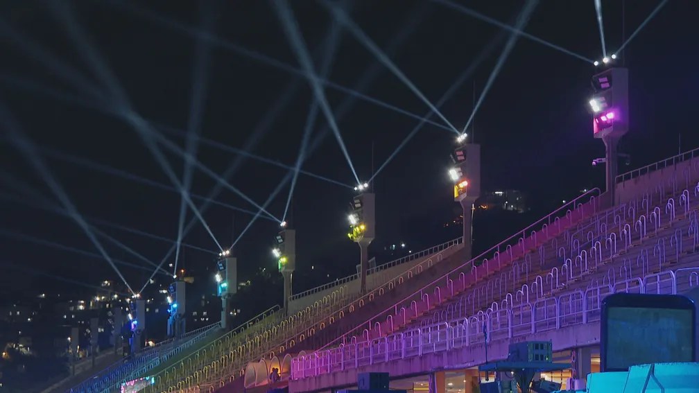 Nova iluminação do Sambódromo vai acompanhar as batidas da bateria