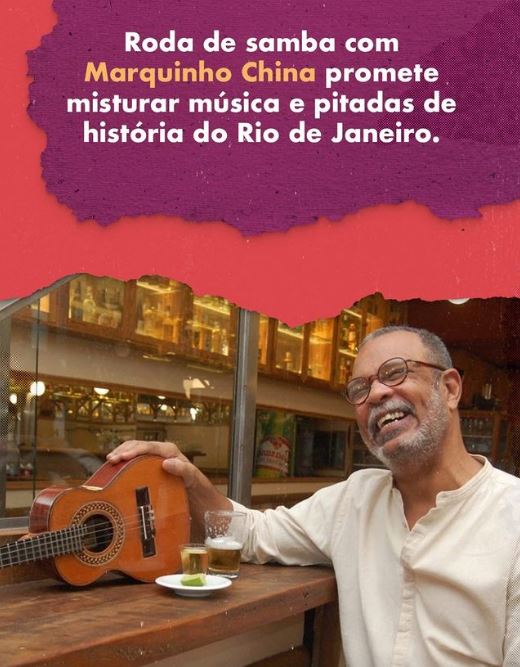 Marquinho China Cartaz convocando para roda de samba com Marquinho Chin