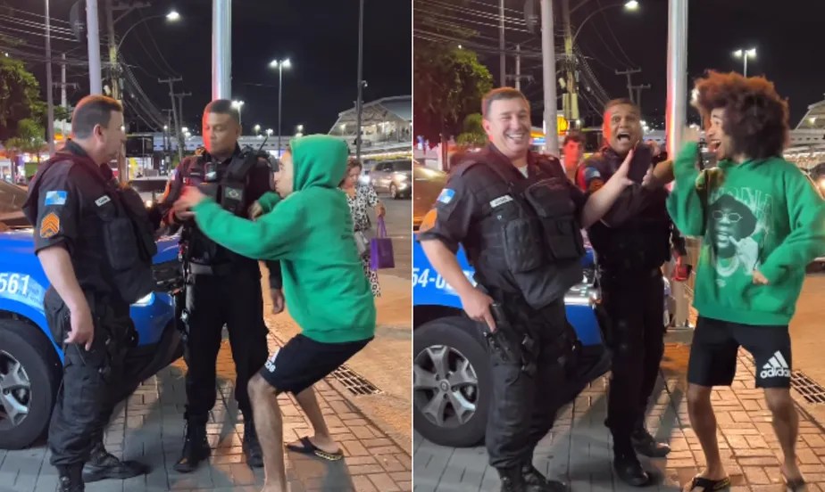 Dançarino alemão viraliza ao fazer pegadinha com policiais do Rio
