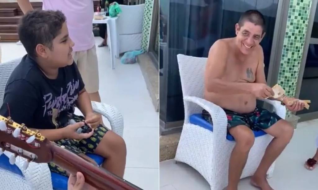 Vovô orgulhoso: em vídeo, Zeca Pagodinho se emociona ao ver neto cantar