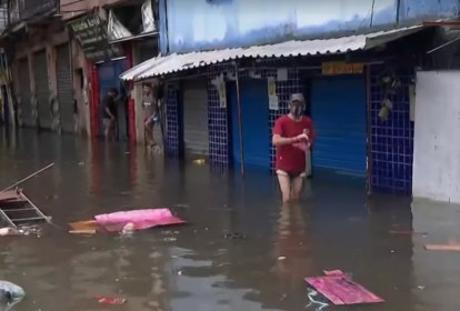 Chuva alagou ruas de Rio das Pedras, na Zona Oeste do Rio Foto Reprodução TV Globo